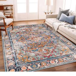 NEW vintage area rug non-shedding chic design 6’ x 9’