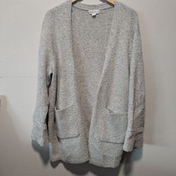 Women's Gray Silver Cardigan Sweater 