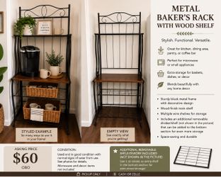Metal Baker’s Rack with Wood Shelf – $60