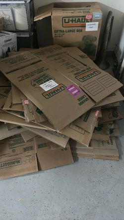 A bunch of large moving boxes