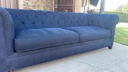 Navy Blue Velvet Chesterfield Style Sofa