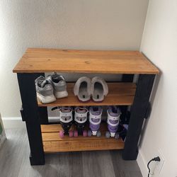 Wood shoe rack