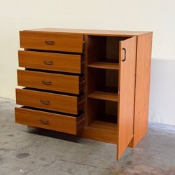 Danish Mid Century Teak Gentleman’s Chest Tall Dresser Wardrobe Cabinet