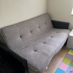 Grey Wood Futon Couch