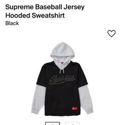 supreme baseball jersey hooded sweatshirt black and grey 
