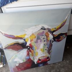Large Oil/acrylic Painting On Canvas- Cow