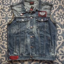 NWT Stranger Things Official Merch! Eddie Munson Hellfire Club Jean Vest Jacket.