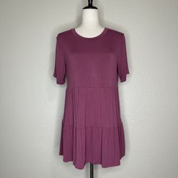 JuneFish Women’s Mauve Jersey Knit Short Sleeves Baby Doll Top