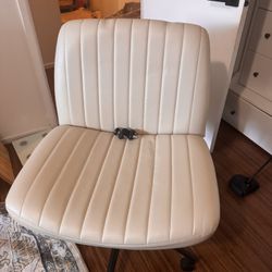 Extra Wide Office Chair Beige Leather