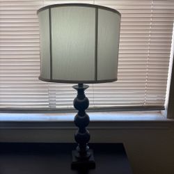Black Table Lamp with Fabric Drum Shade