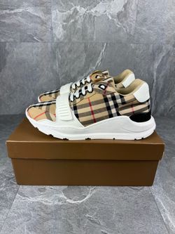 Burberry Check & Leather Sneakers Men Archive Beige