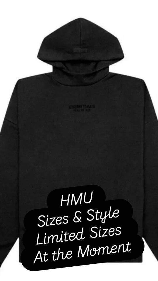 Essentials HOODIE Jet BLACK MED MEDIUM