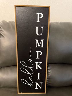 Hello Pumpkin Fall Porch Sign - Black Wood Sign - Fall Decor