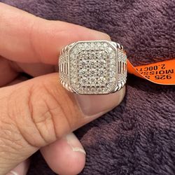 Solid 925 Silver Moissanite Nugget Ring