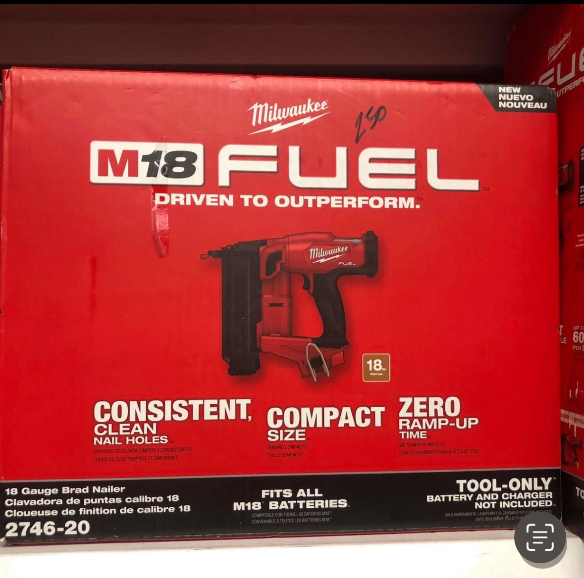 Milwaukee New 18ga Brad Nailer 18M Fuel Brushless