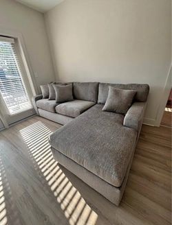 VERY LARGE L-shape left side facing grey couch