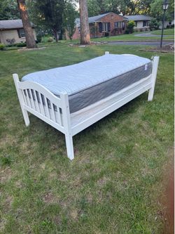 Twin bed frame mattress, and boxspring