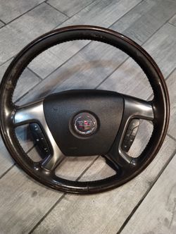 2008 To 13 Cadillac Escalade Steering Wheels With Woodgrain Trim In Black