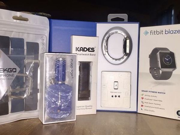 New in Box Fitbit Blaze Fitness Smart Watch with New Leather and Polymer Watch Bands