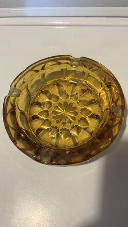 Vintage Amber Glass Ashtray