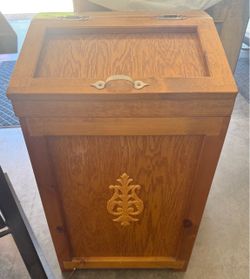 Homemade wood work- trash can/fire wood bin