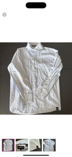 Kenneth Cole Light Blue and White Checkered Shirt