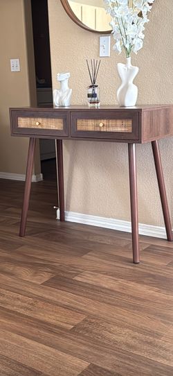 Moving Sell Mid-Century Modern Rattan Console Table