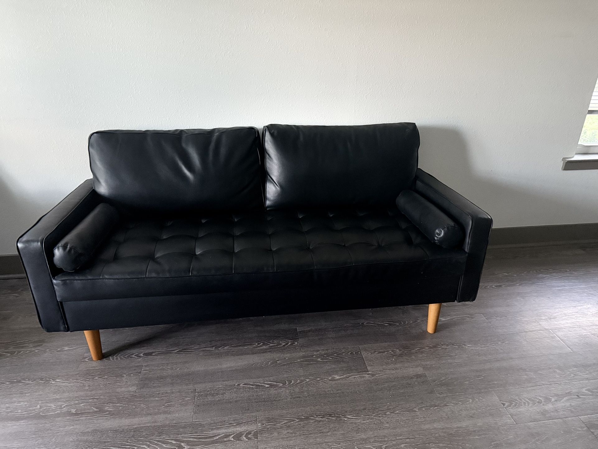 Payan 69.68" Vegan Leather Square Arm Sofa By Williston Forge Upholstery Color: Black Faux Leather