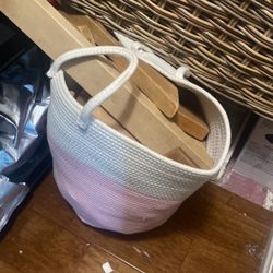 Large Basket Of Wooden Building Blocks