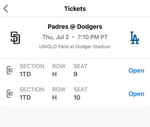 Dodgers One Piece 7/2 tickets