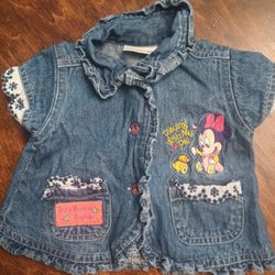"Baby Minnie Mouse With Lace And Embroidery" Top