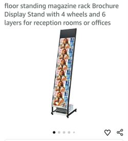 Floor Standing Magazine Rack Brochure Display Stand with 4 wheels and 6 layers for reception rooms or offices