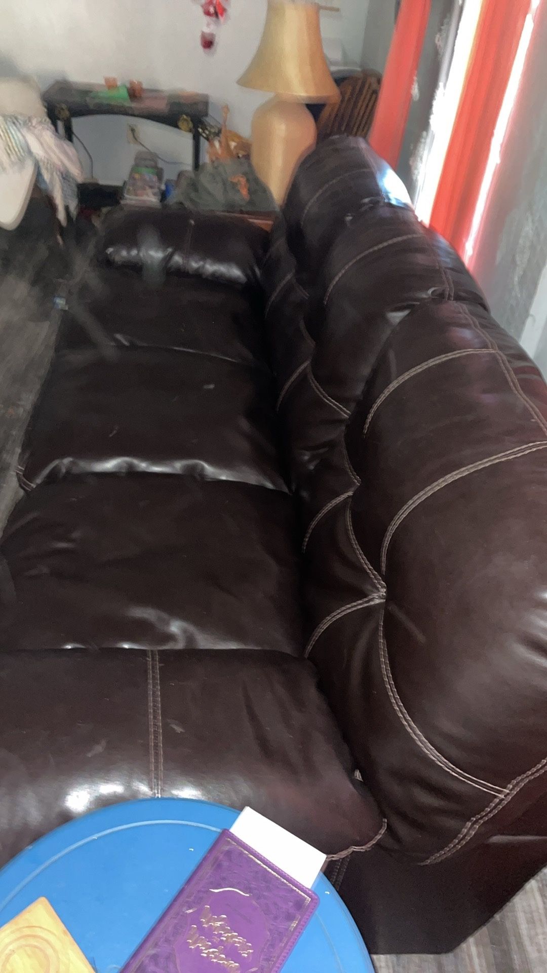 6ft Long Brown Leather Couch