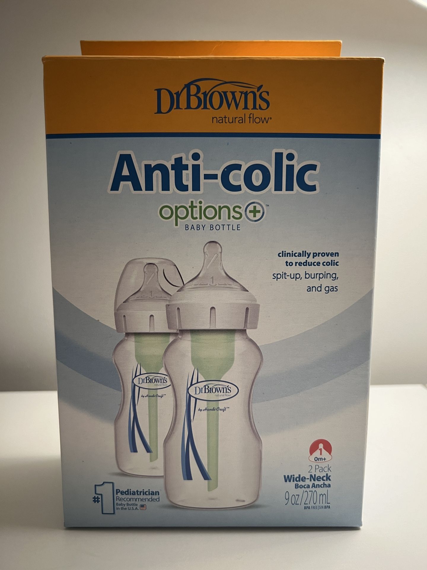 Dr. Brown’s Anti-Colic Baby Bottles (2 Pack) 9oz. Wide Neck