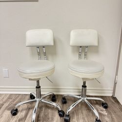 Leather Swivel Stools — Set Of 2