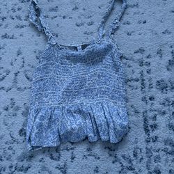 Blue and white fitted top