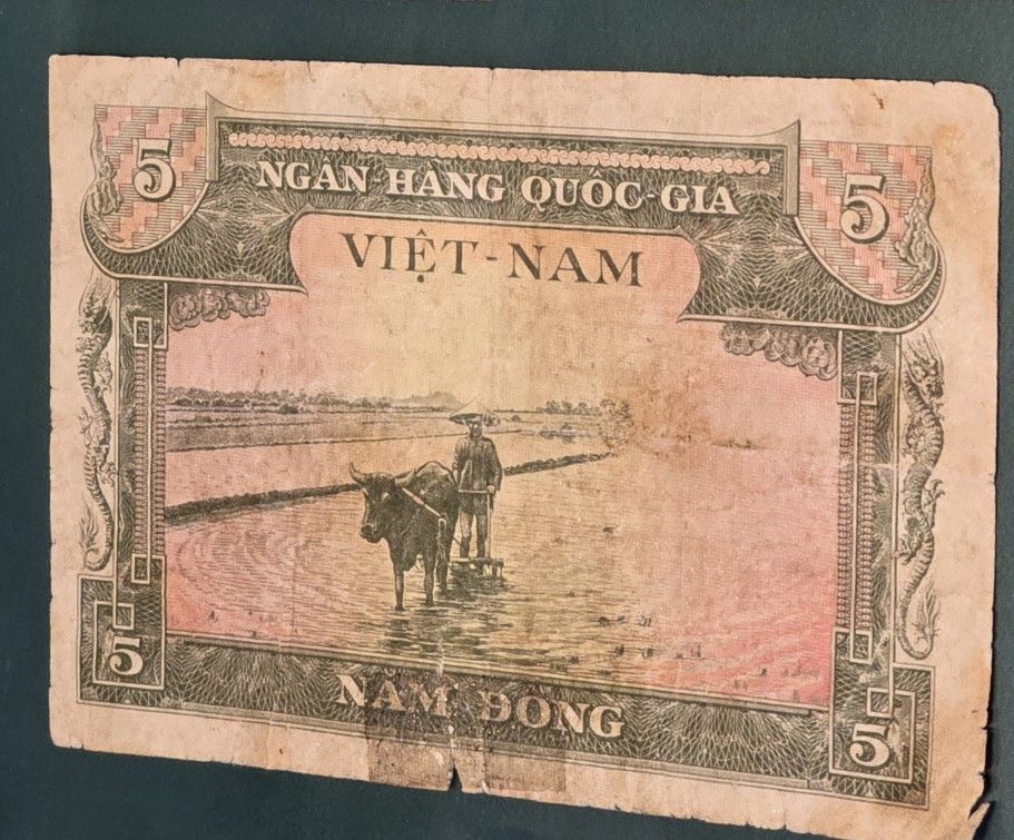 SOUTH VIETNAM 1955 2 Dong Banknote AUNC P-2 Water Buffalo