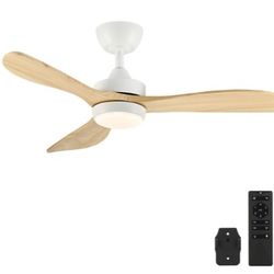 VONLUCE Ceiling Fans with Lights, 42 Inch Ceiling Fan and Remote, 6-Speeds Noiseless Reversible DC Motor, 3CCT, Wood Ceiling Fan for Outdoor Indoor Fa