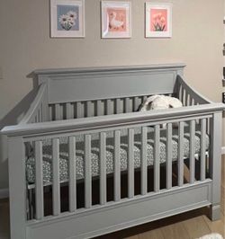 Gray Pottery Barn Larkin Crib + Toddler Bed conversion