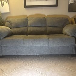 Gray Couch & Loveseat Set – Nailhead Trim – $300