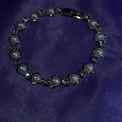 18k Gold Filled Imitation Pearl Heart Bracelet 