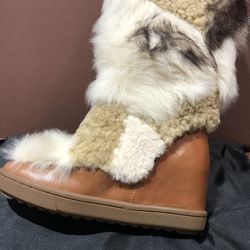 Coach Women’s Mortion Calf/shearling Mix Saddle/natural Mlt Q8866 