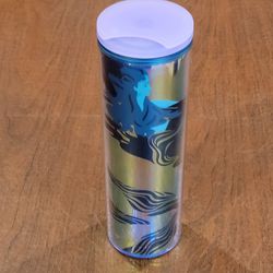 Starbucks 2023 Mermaid Siren Iridescent Tumbler 16oz  Purple Green New, 
with tags. It is 9" tall, weight 10oz plus shipping materials