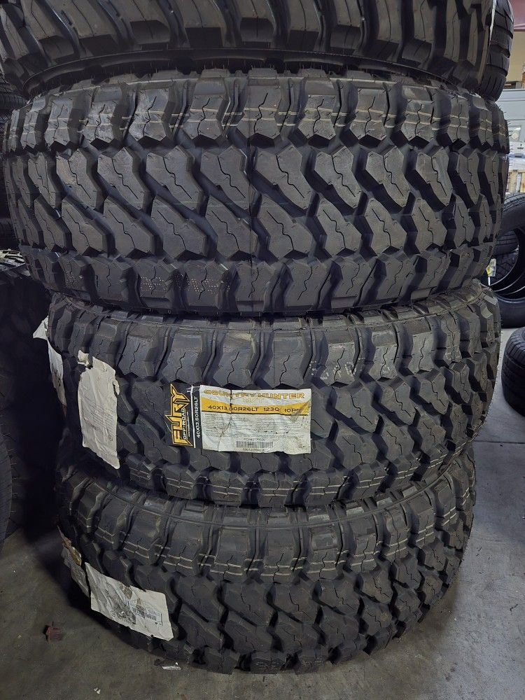 (4) 40x13.50r26 Fury M/T Tires 40 13.5 26 Inch 10-ply LT E Rated MT