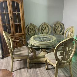 Glass table set with 6 chairs
