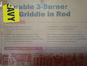 Royal Gourmet 3-Burner Portable Griddle in Red