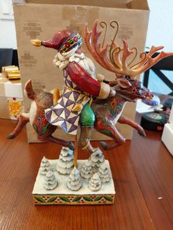 Jim Shore “Santa Did Ride” Santa & Reindeer