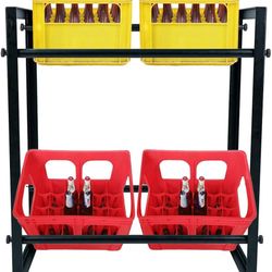 Water Bottle Organizer Drinks Crate Holder Storage Rack Metal Free Standing Soda Drink Beverage Crate Storage Shelf Wine Rack for Pantry Kitchen Party