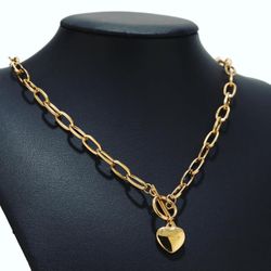 Heart Jewelry Gold Stainless Steel Necklace Earrings Valentines Day Gifts