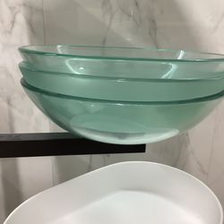 Vessel sink new tempered glass new with 16” wide clear bathroom overmount sink ready for pick up today